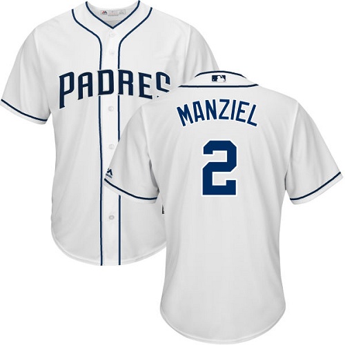 Padres #2 Johnny Manziel White Cool Base Stitched Youth MLB Jersey